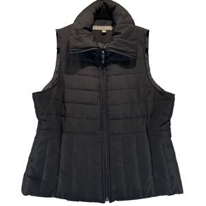 Kenneth Cole Reaction Black Quilted Puffer Vest Women M Medium Full Zip Collar